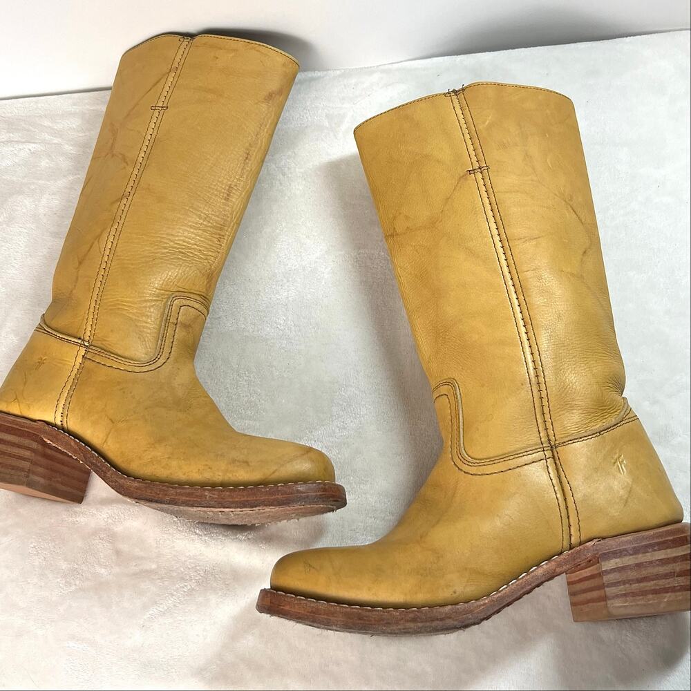 FRYE Campus Boots 14L Banana Tall Leather Pull On Womens Size 8 M - Picture 7 of 17